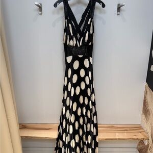 Chic Black and White Polka Dot Maxi Dress